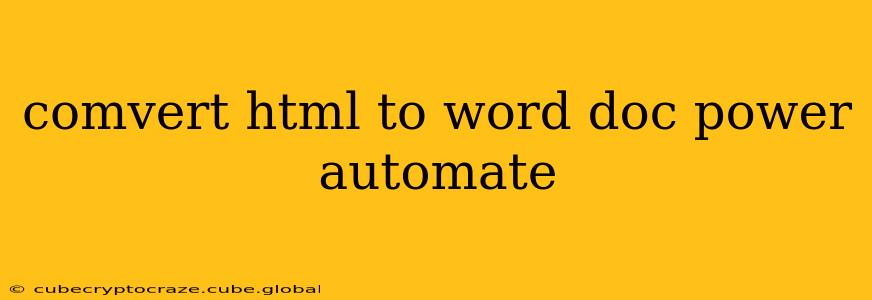 comvert html to word doc power automate