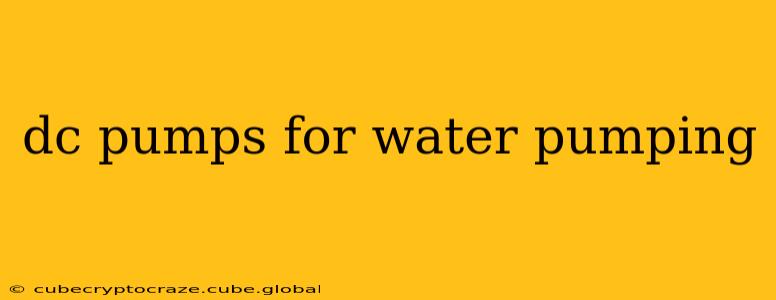 dc pumps for water pumping