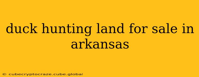 duck hunting land for sale in arkansas