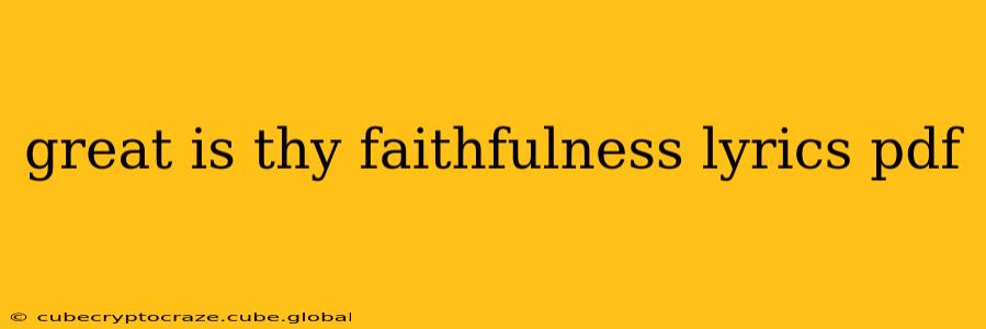 great is thy faithfulness lyrics pdf