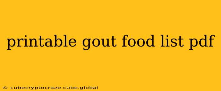 printable gout food list pdf