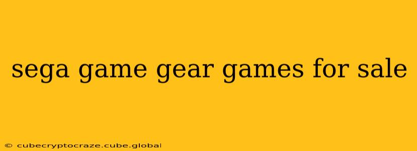 sega game gear games for sale