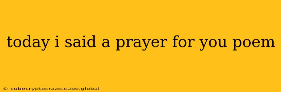 today i said a prayer for you poem
