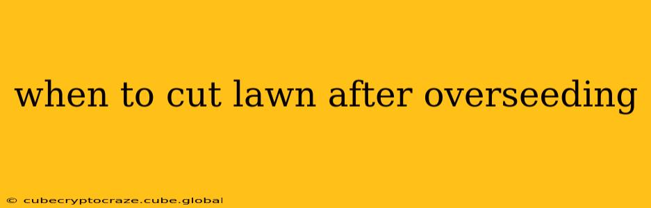 when to cut lawn after overseeding